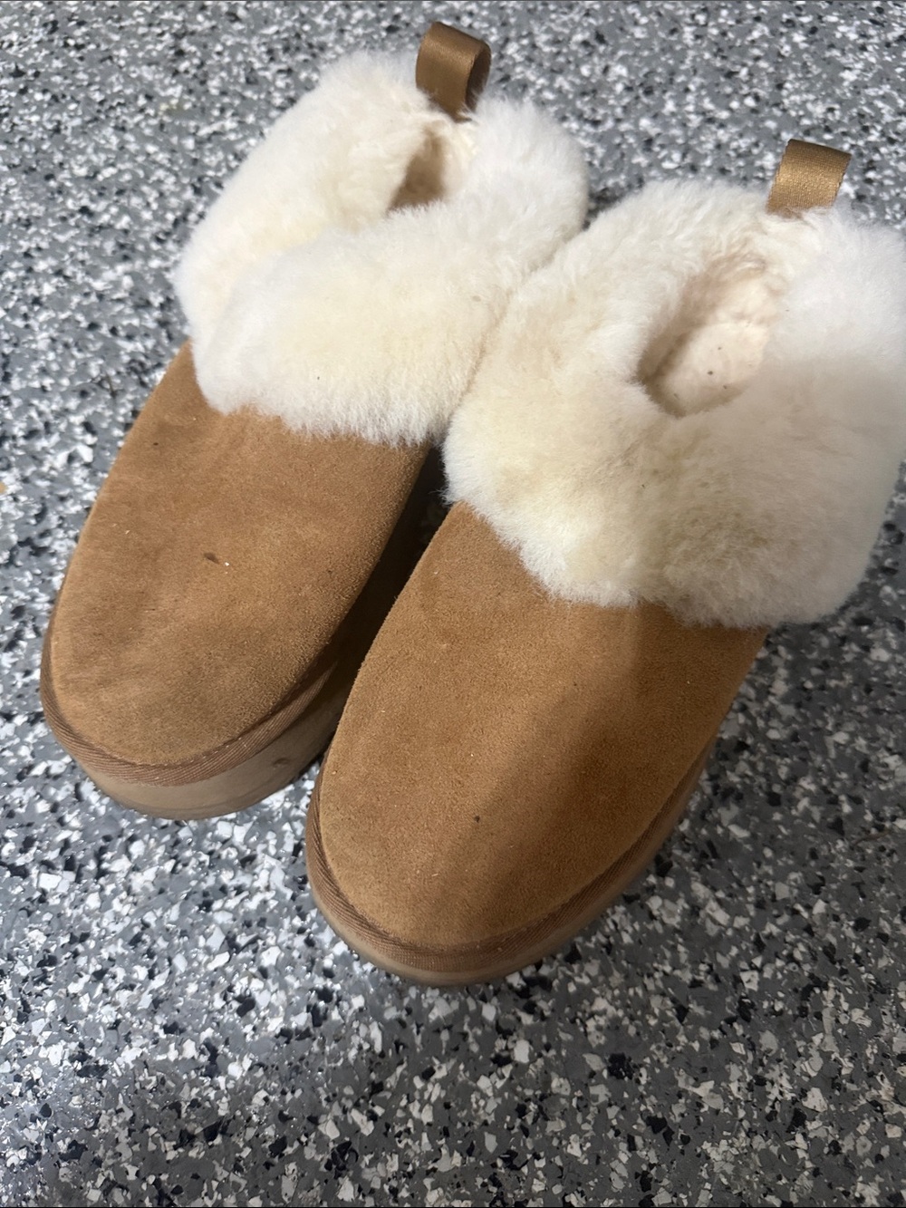UGG Chestnut Suede Shearling Slip-On Clog